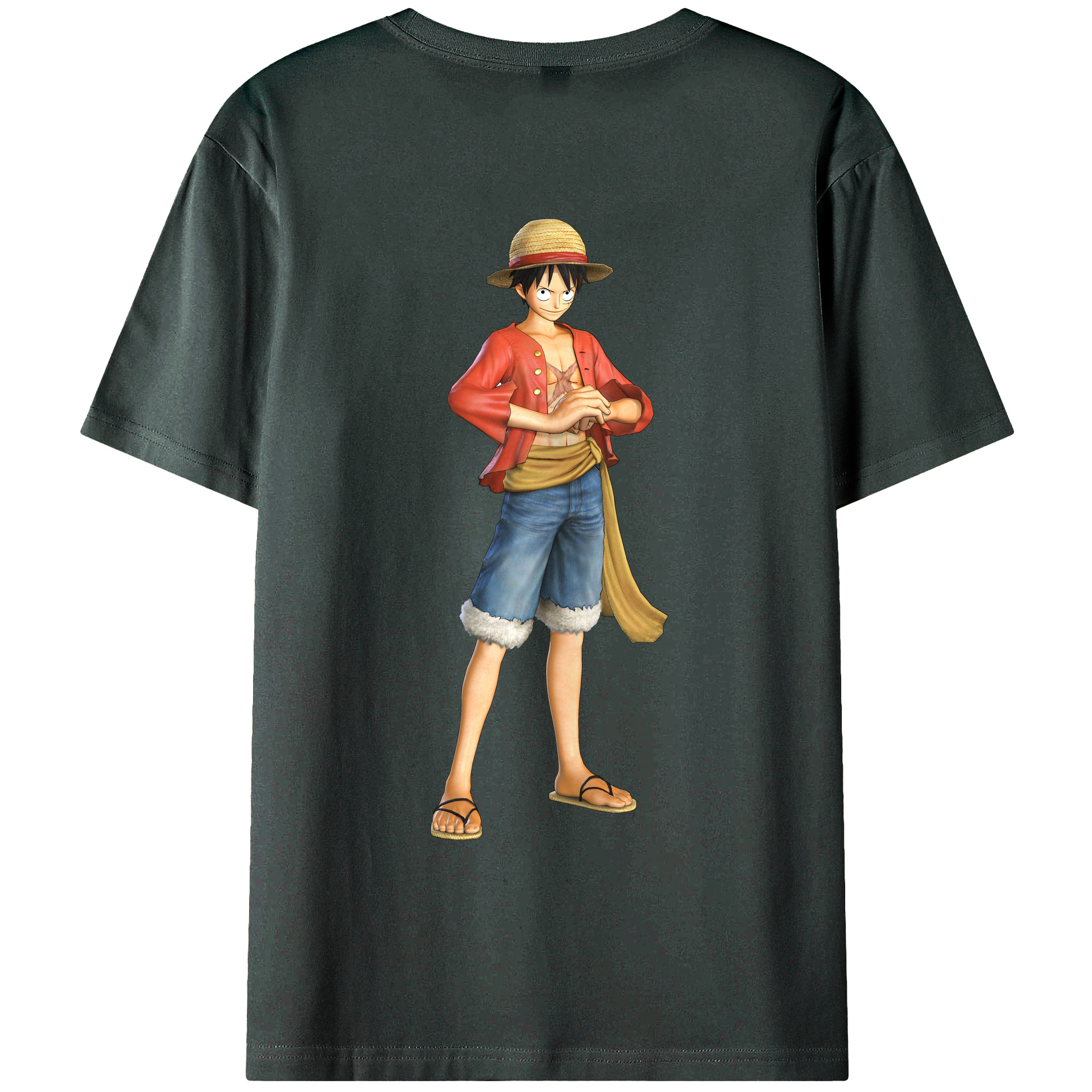 ワンピース モンキー・D・ルフィ ONE PIECE Monkey D. Luffy 綿100％ メンズ半袖Tシャツ（バックプリント） 通気性